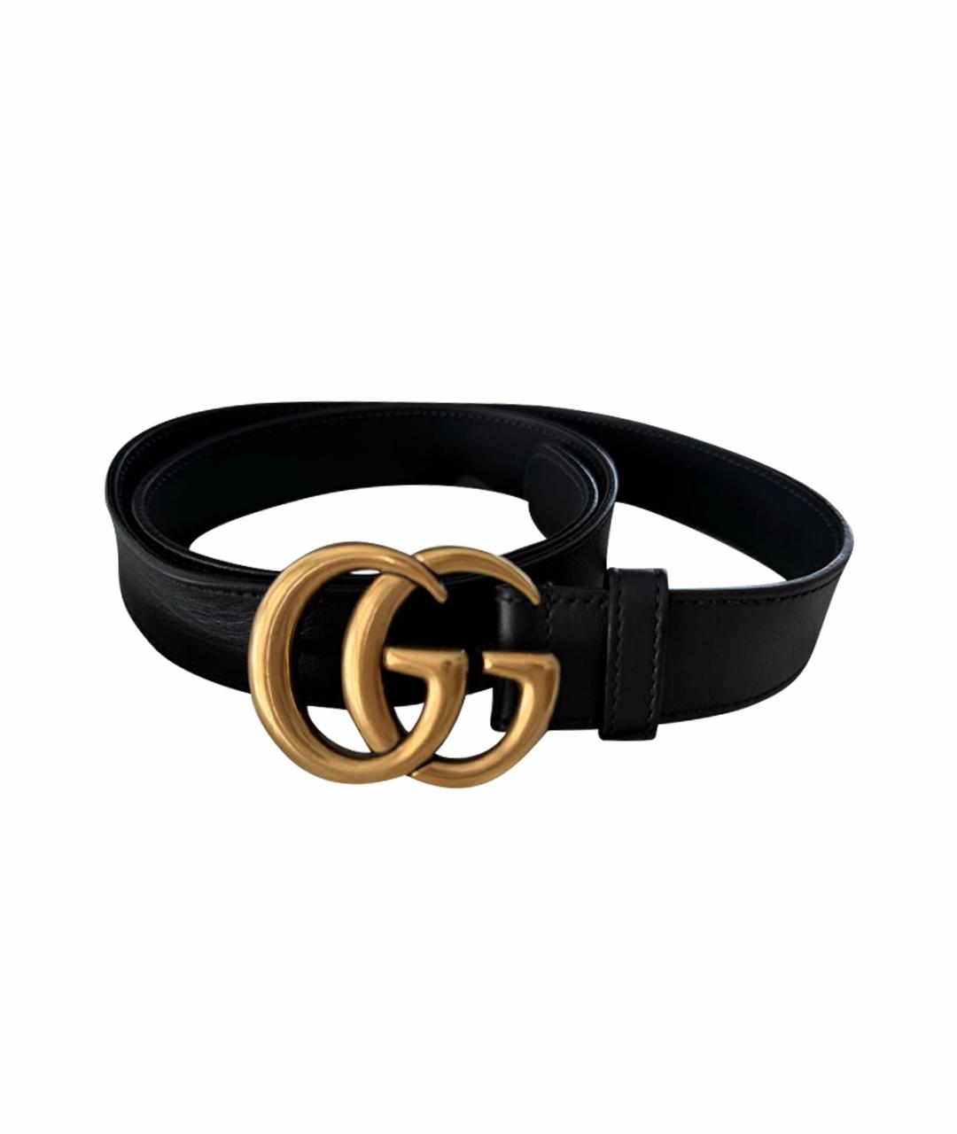 GUCCI Черный кожаный ремень, фото 1