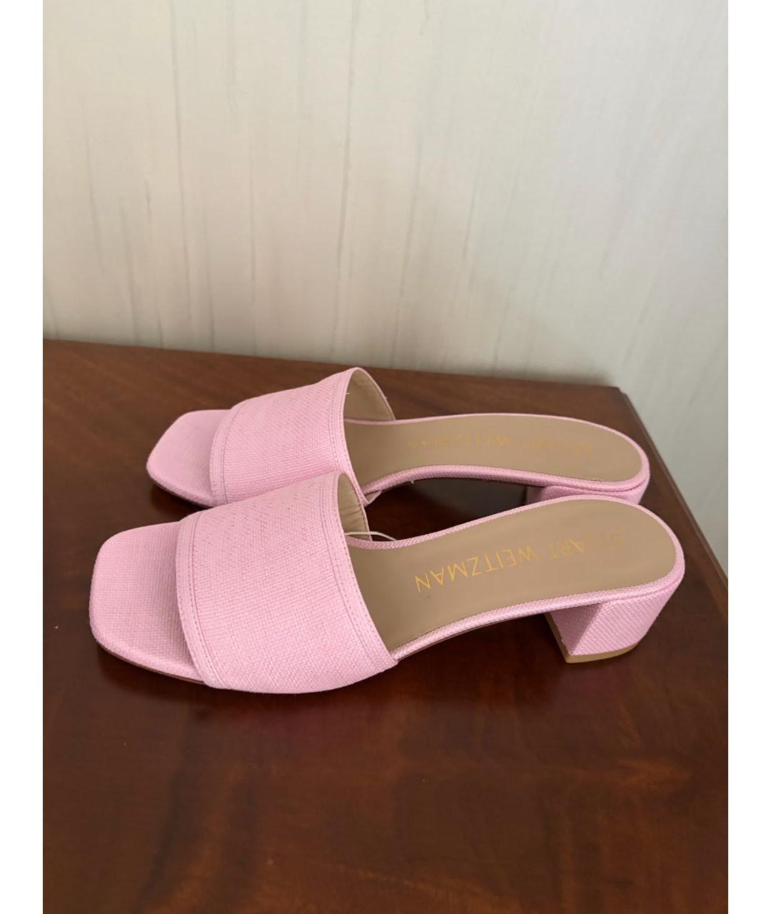STUART WEITZMAN Розовые текстильные мюли, фото 5