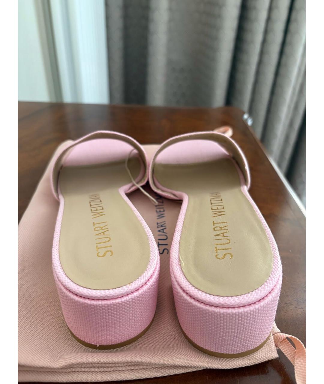 STUART WEITZMAN Розовые текстильные мюли, фото 4