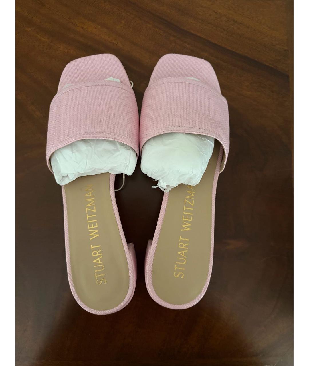 STUART WEITZMAN Розовые текстильные мюли, фото 3