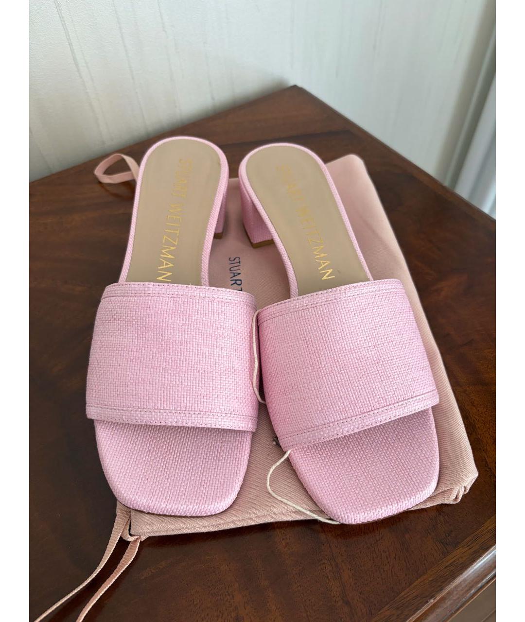 STUART WEITZMAN Розовые текстильные мюли, фото 2
