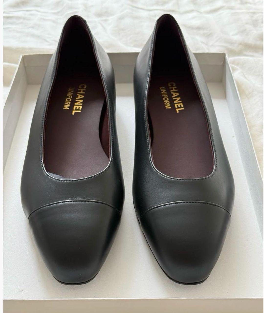 CHANEL Черные кожаные туфли, фото 2