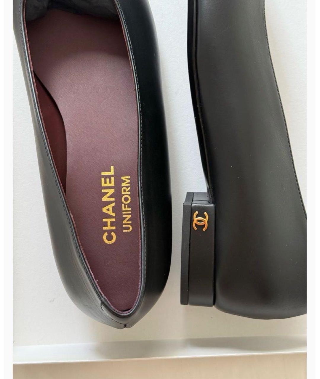 CHANEL Черные кожаные туфли, фото 4