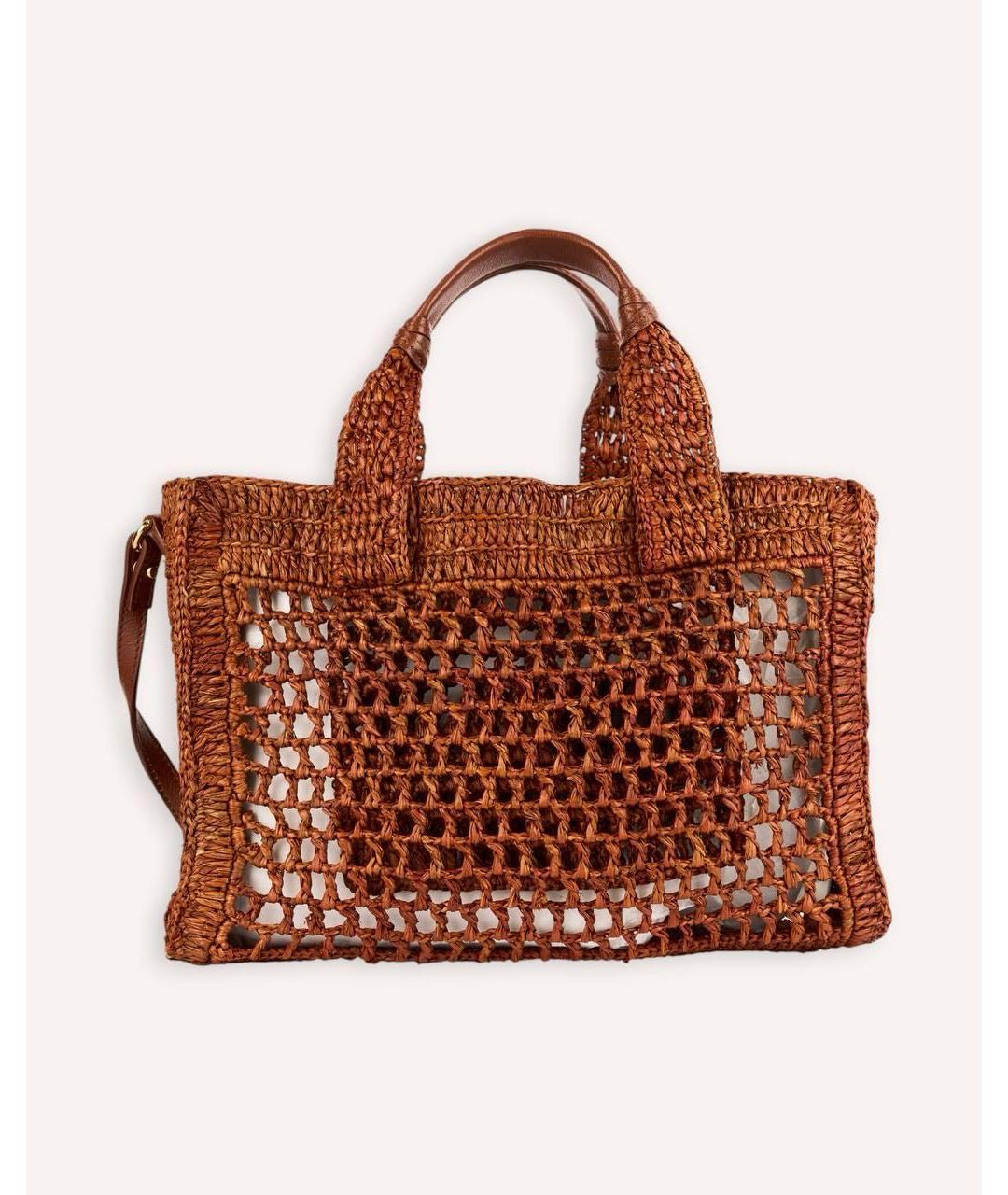 CHLOE Коричневая рафиевая пляжная сумка, фото 3