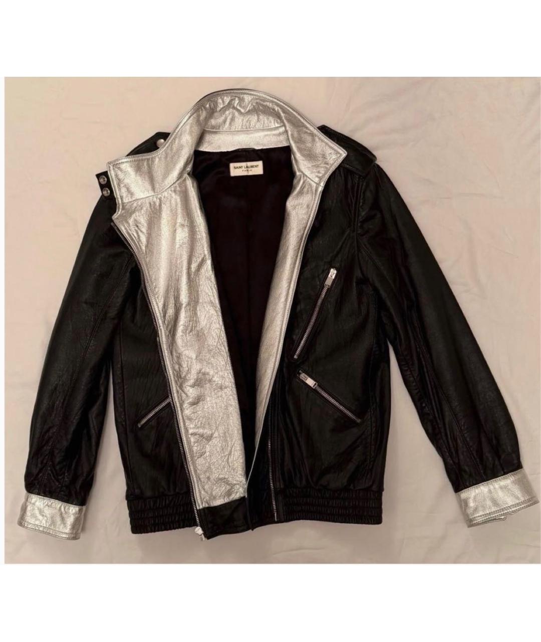 SAINT LAURENT Черная кожаная куртка, фото 3