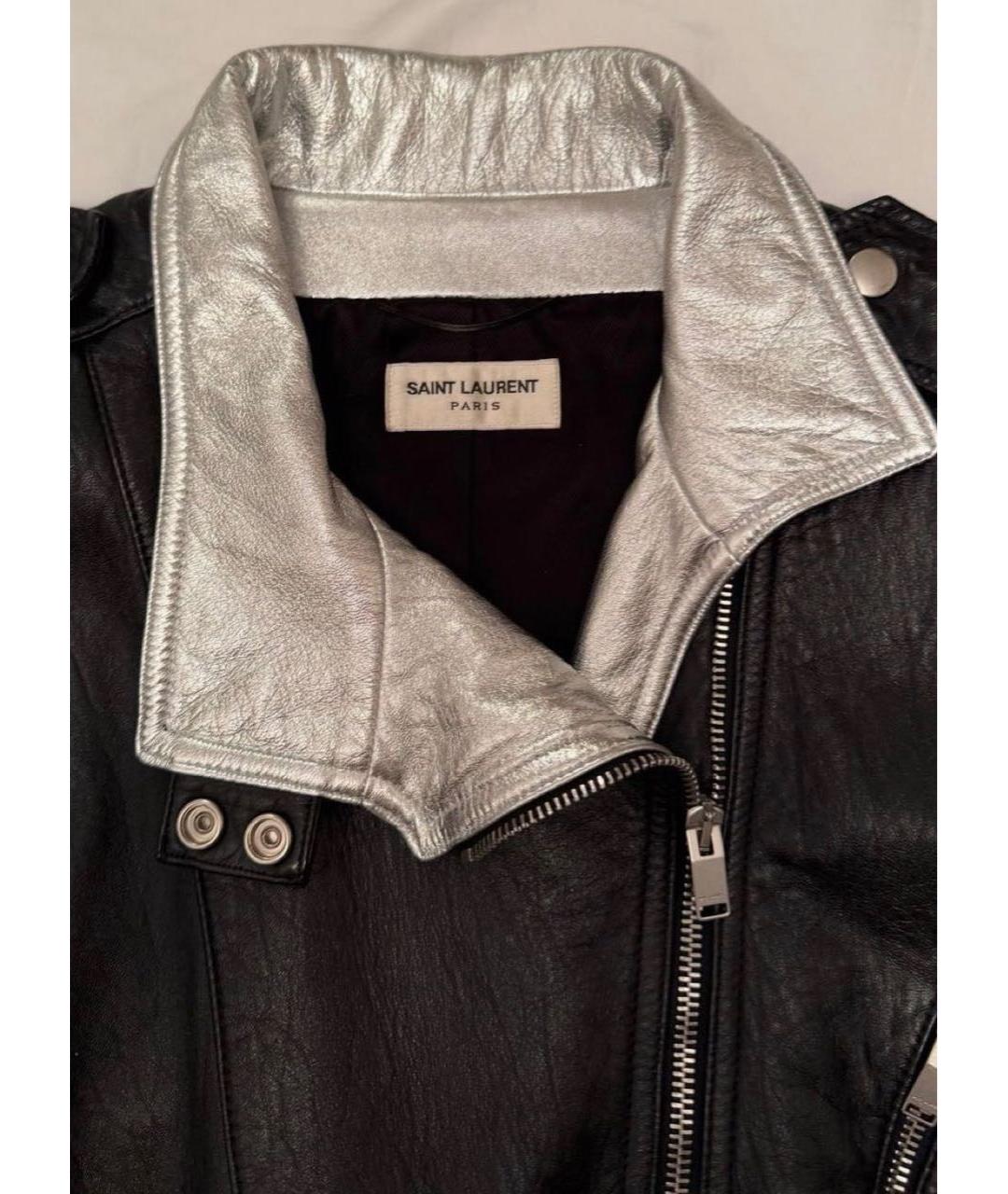 SAINT LAURENT Черная кожаная куртка, фото 5