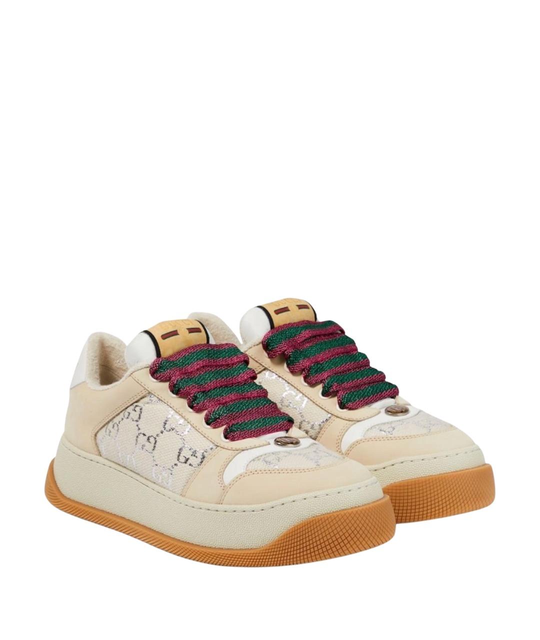 GUCCI Бежевые кожаные кеды, фото 1