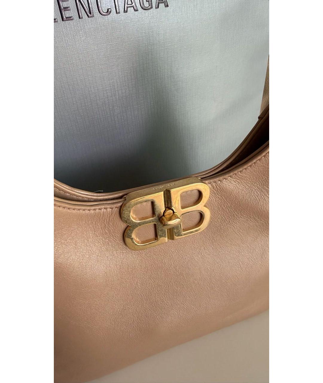 BALENCIAGA Бежевая кожаная сумка через плечо, фото 4