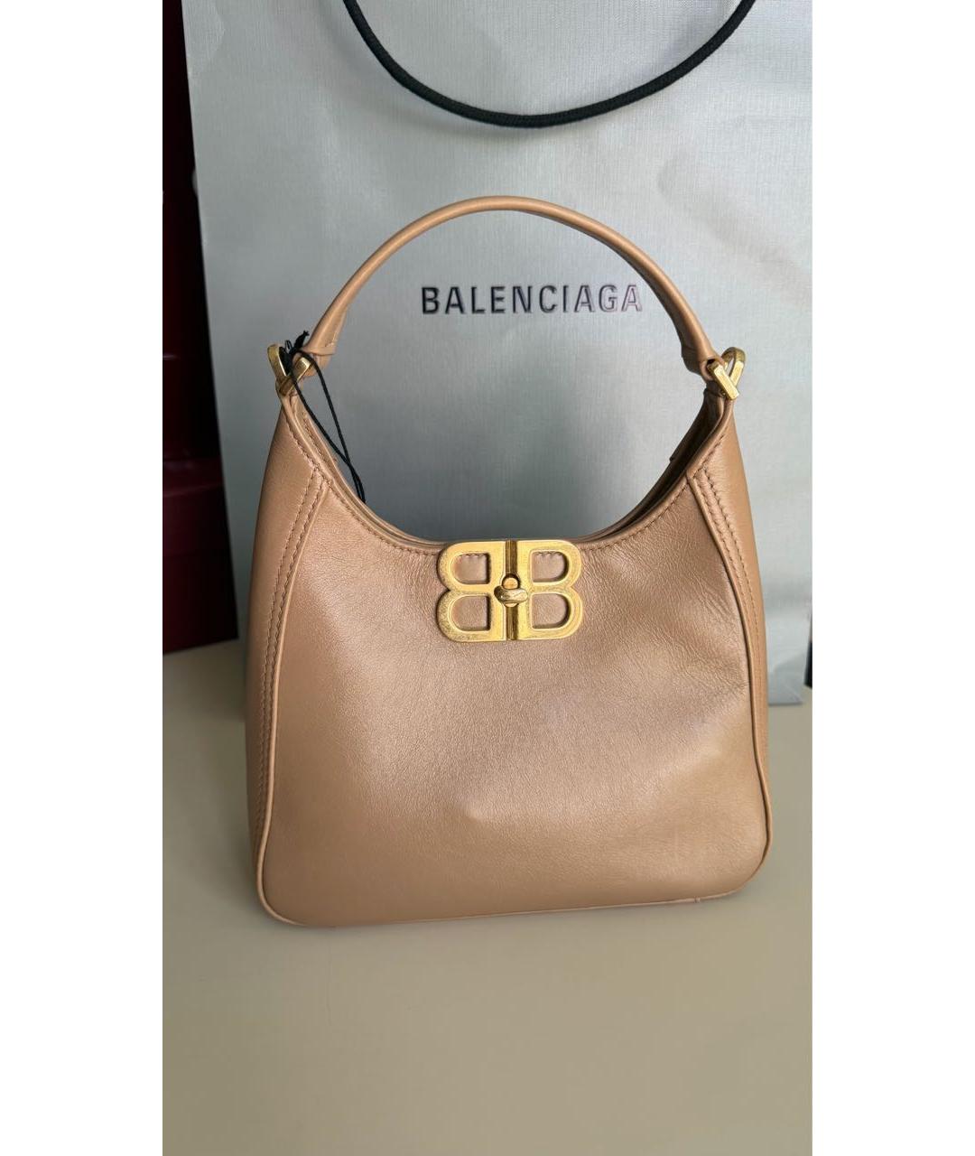 BALENCIAGA Бежевая кожаная сумка через плечо, фото 2
