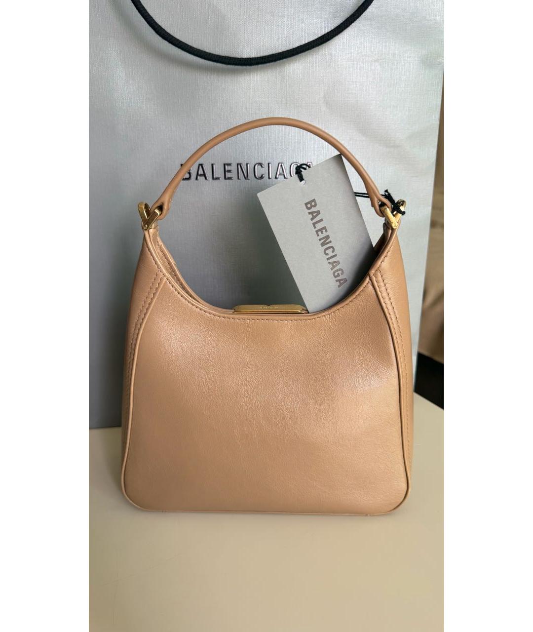 BALENCIAGA Бежевая кожаная сумка через плечо, фото 7
