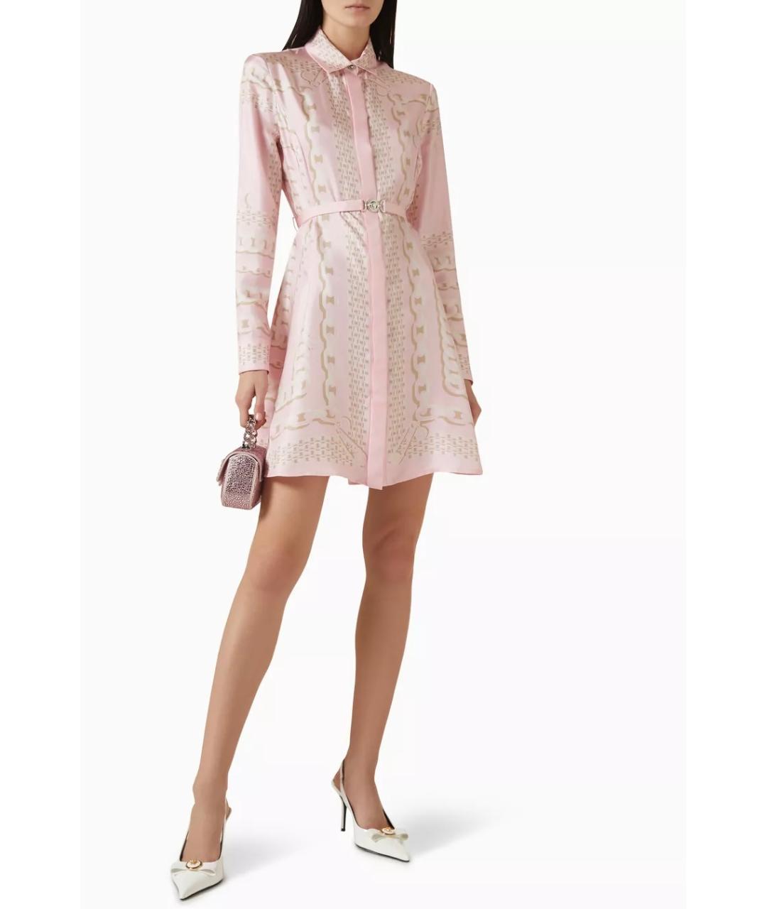 VERSACE Розовое шелковое коктейльное платье, фото 2