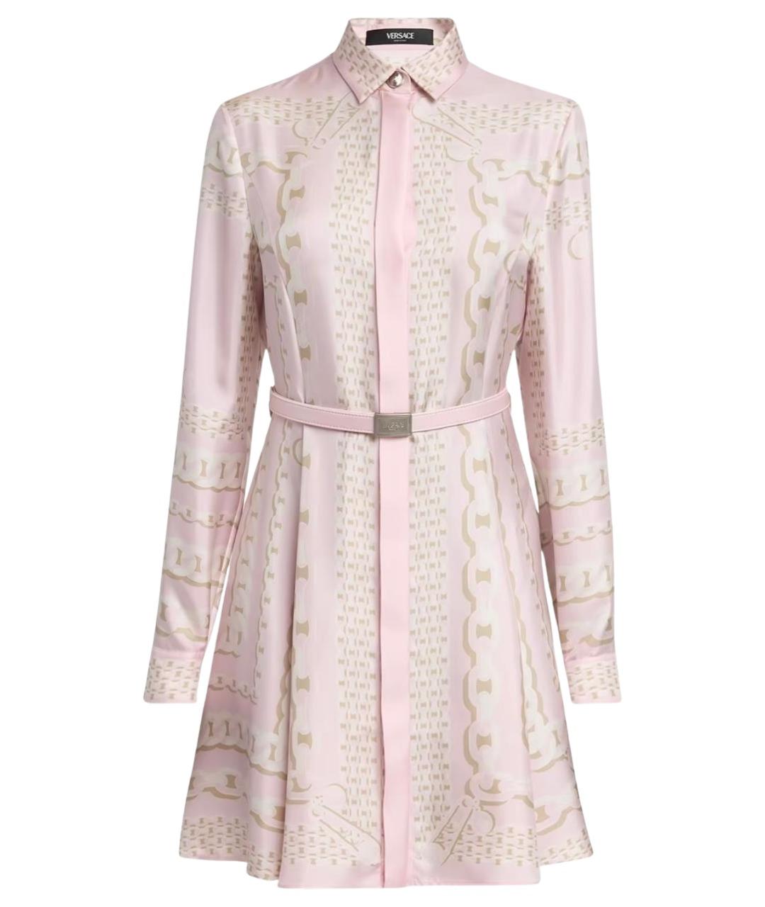 VERSACE Розовое шелковое коктейльное платье, фото 1