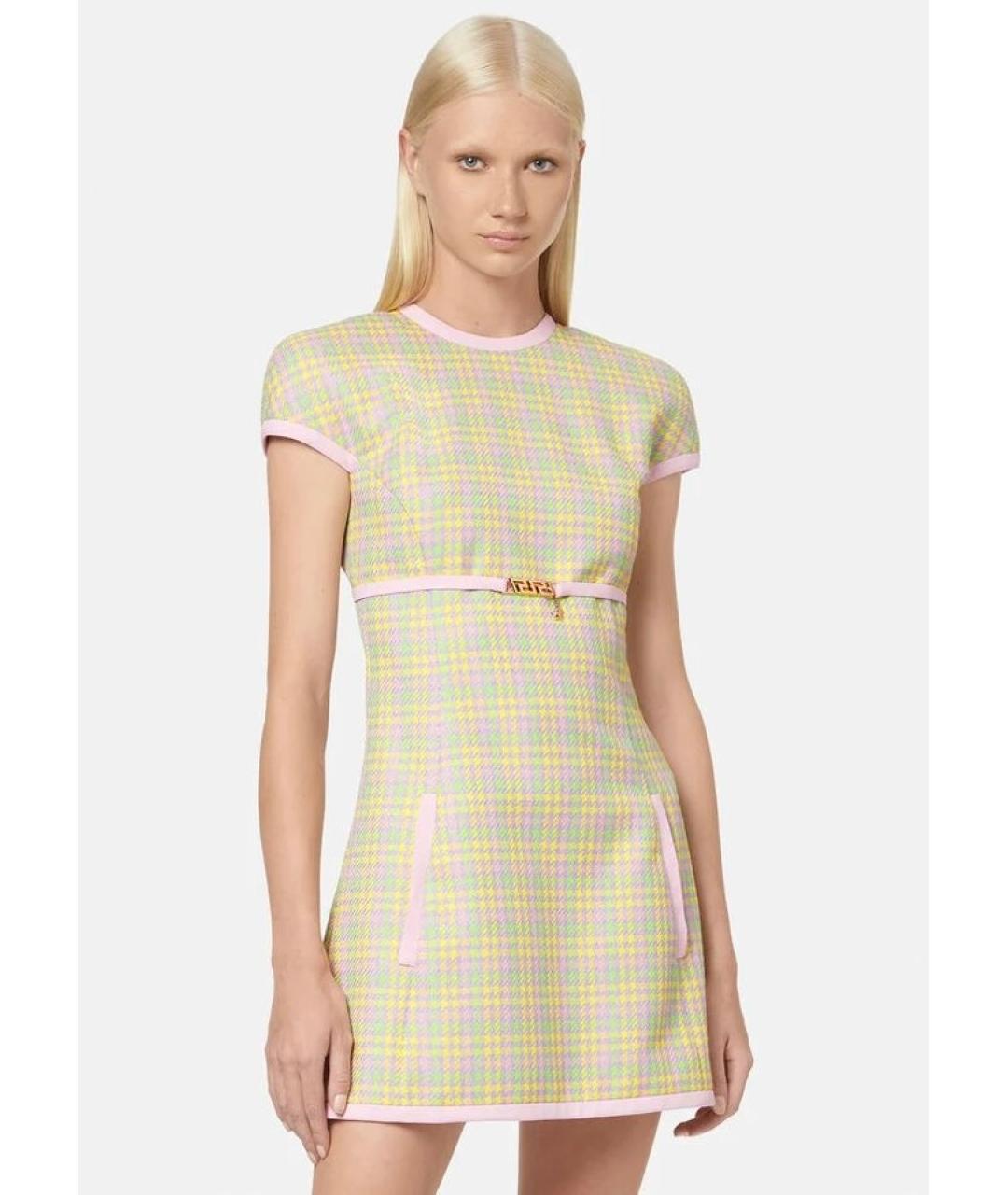 VERSACE Желтое хлопковое коктейльное платье, фото 2