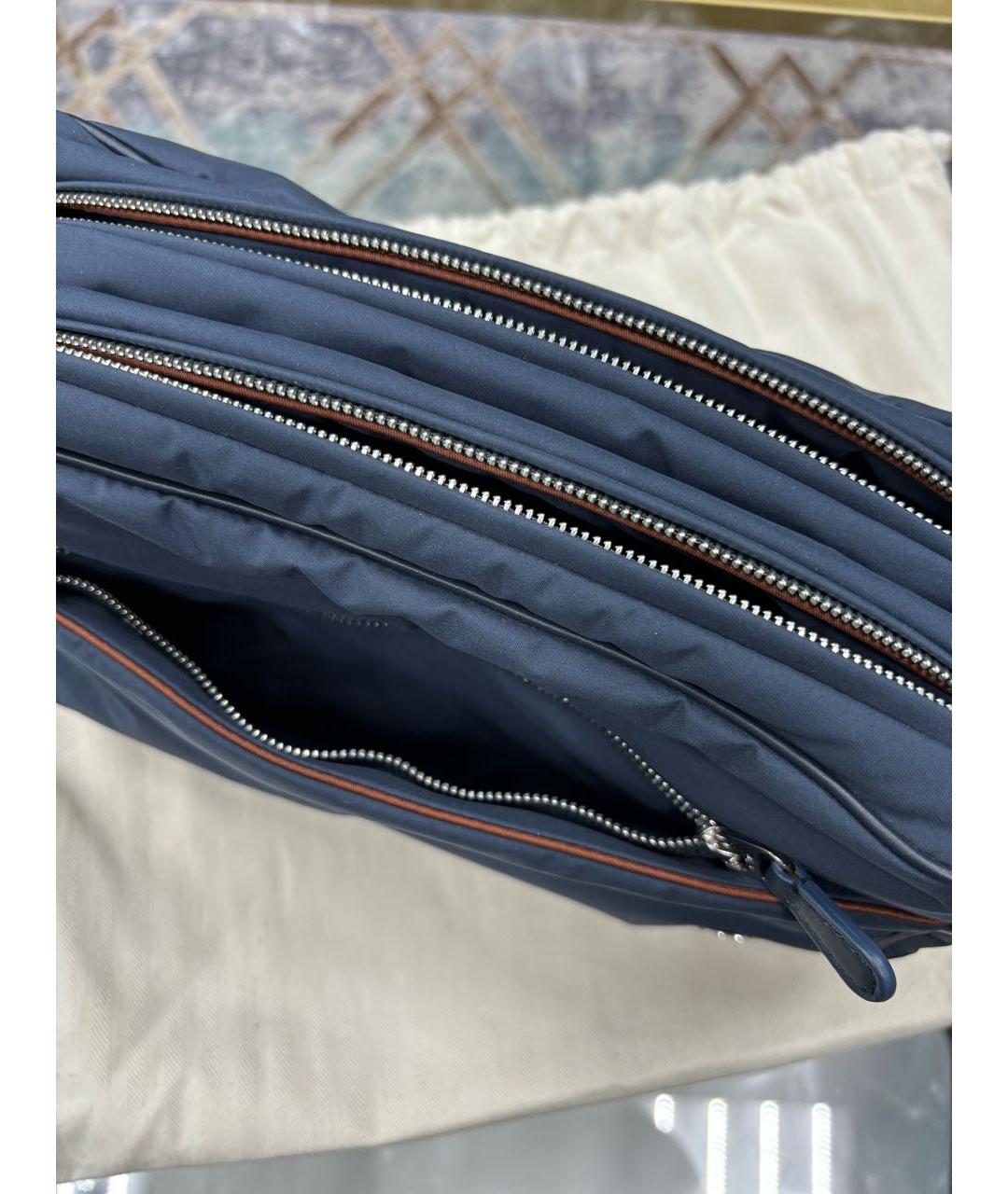 LORO PIANA Темно-синяя тканевая косметичка, фото 6