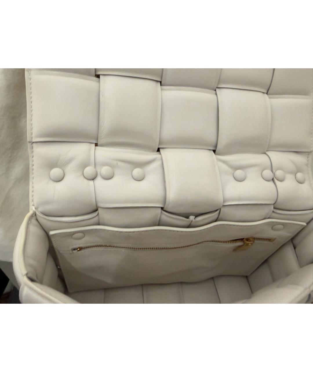 BOTTEGA VENETA Белая кожаная сумка через плечо, фото 4