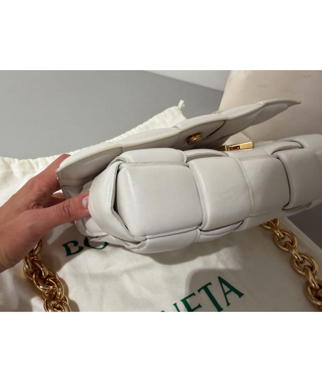 BOTTEGA VENETA Белая кожаная сумка через плечо, фото 2