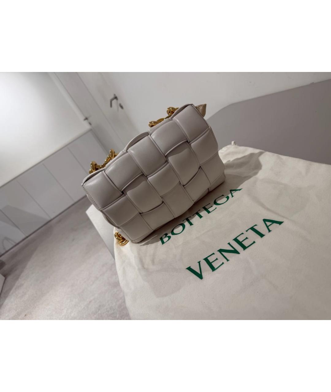 BOTTEGA VENETA Белая кожаная сумка через плечо, фото 5