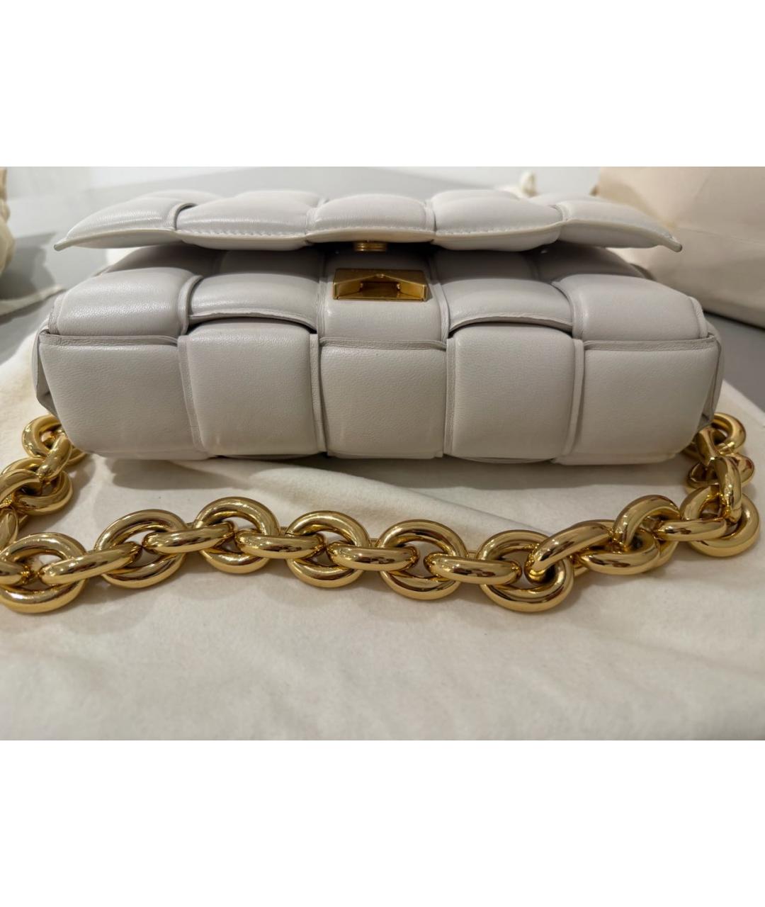 BOTTEGA VENETA Белая кожаная сумка через плечо, фото 7