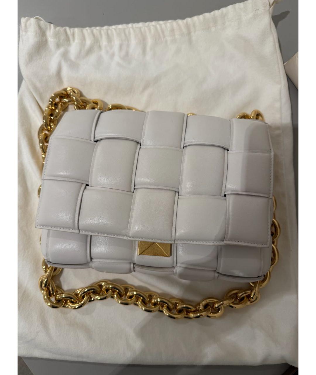 BOTTEGA VENETA Белая кожаная сумка через плечо, фото 9