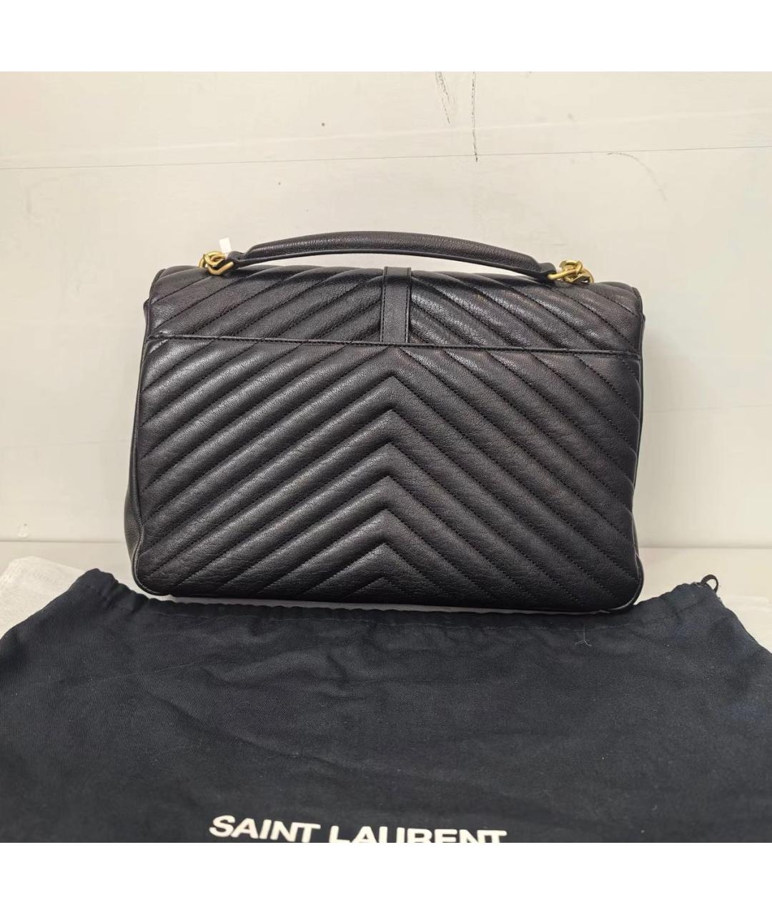 SAINT LAURENT Черная кожаная сумка через плечо, фото 2