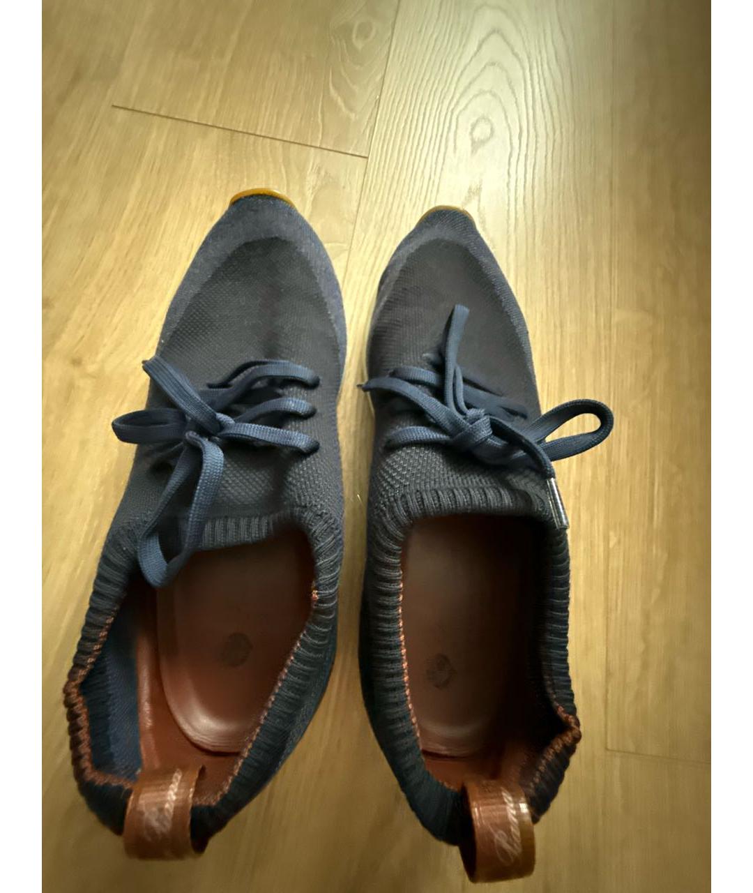 LORO PIANA Синие текстильные низкие кроссовки / кеды, фото 3