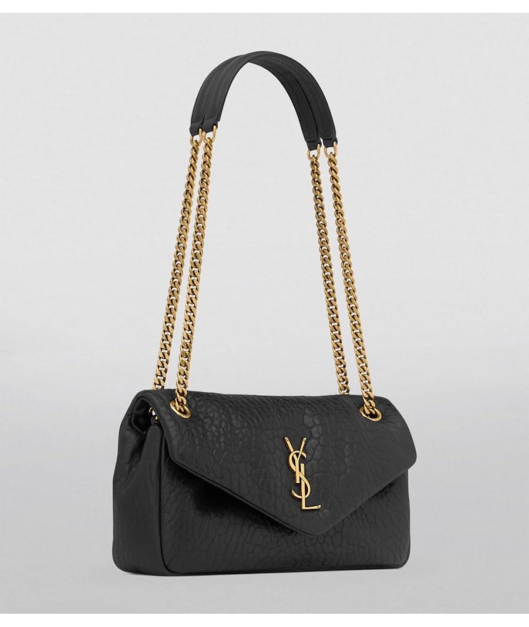 SAINT LAURENT Черная кожаная сумка через плечо, фото 2