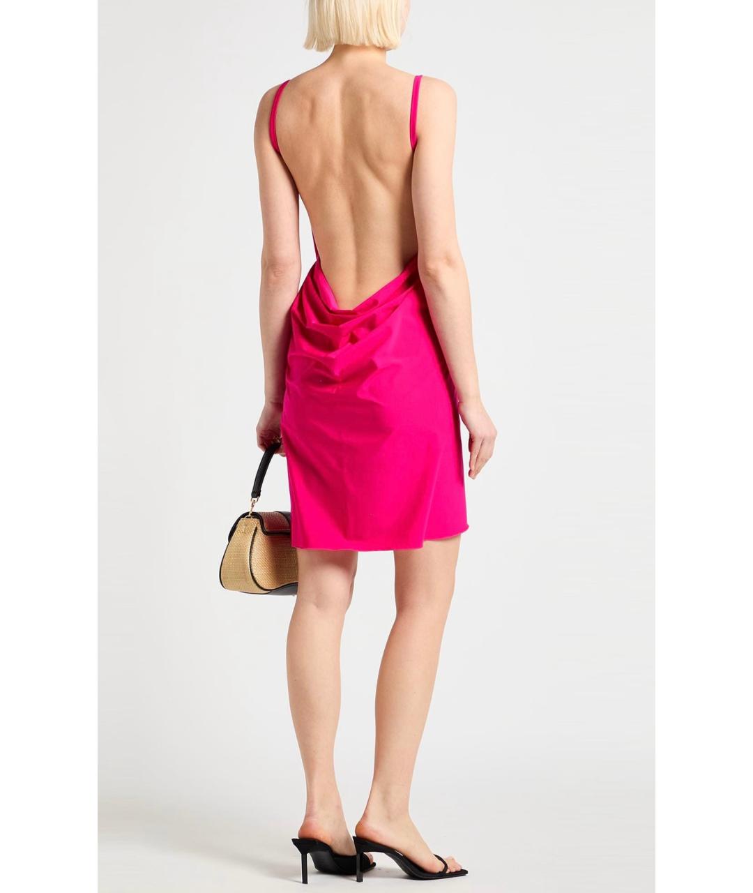 VERSACE Фуксия полиамидовое коктейльное платье, фото 3