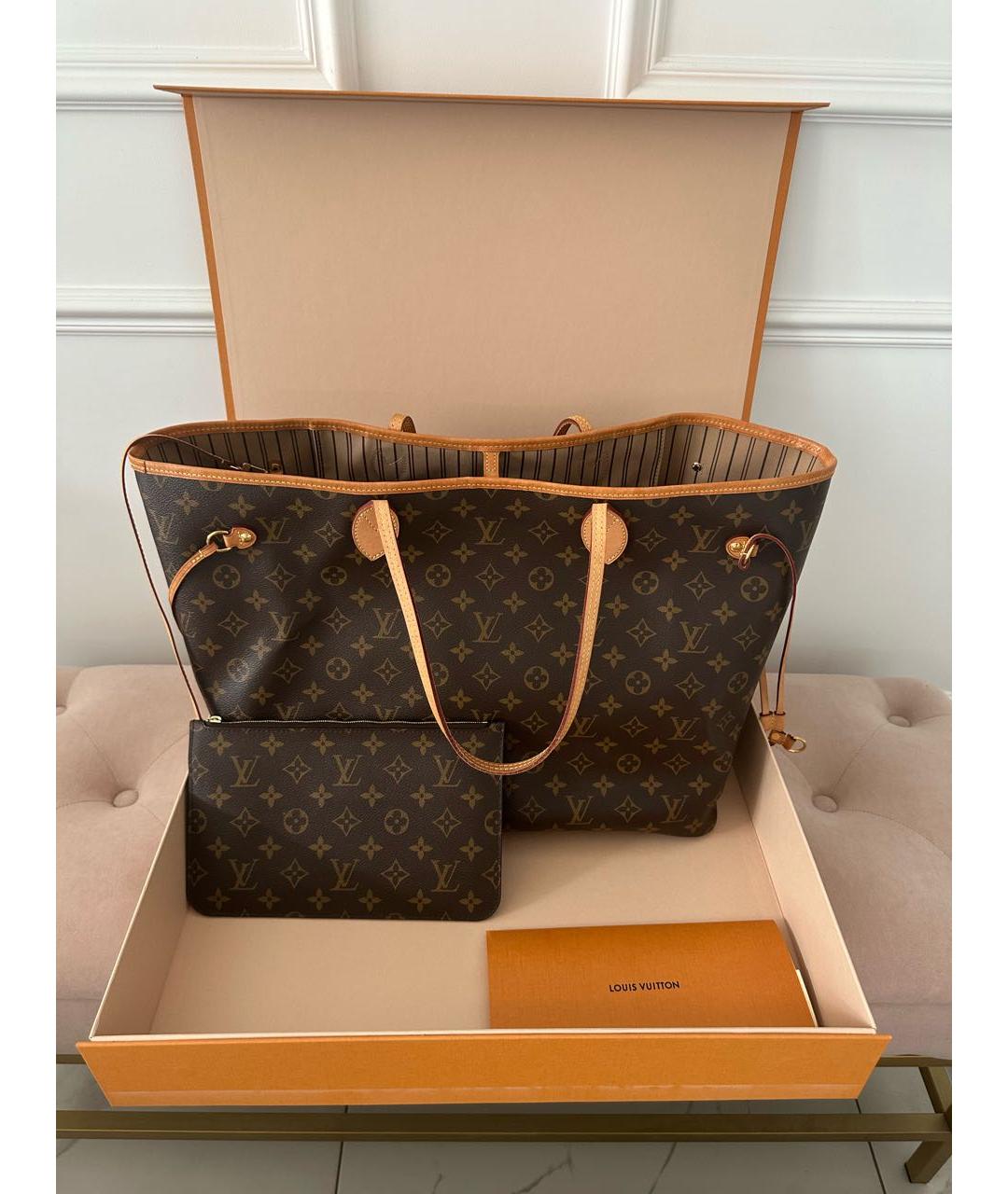 LOUIS VUITTON Коричневая сумка тоут из канвы, фото 8