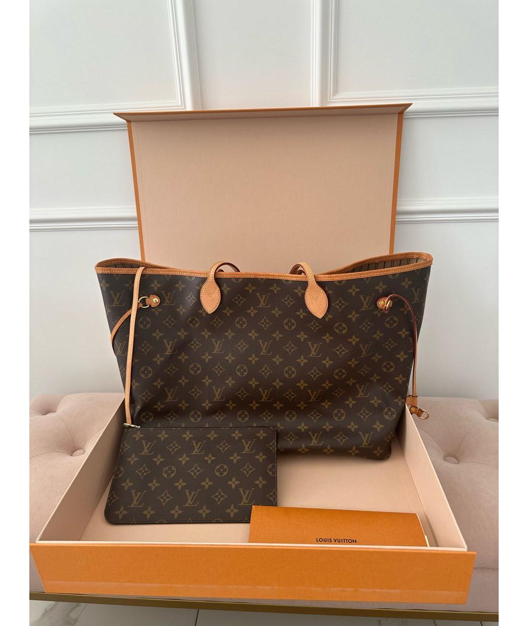 LOUIS VUITTON Коричневая сумка тоут из канвы, фото 3