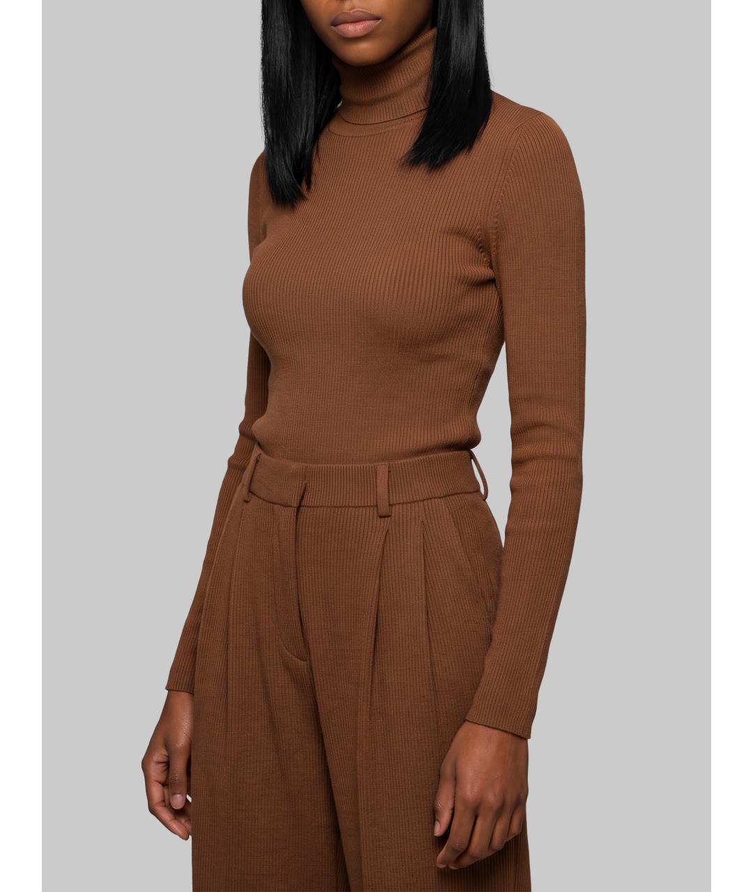 MAX MARA Коричневая шерстяная водолазка, фото 2