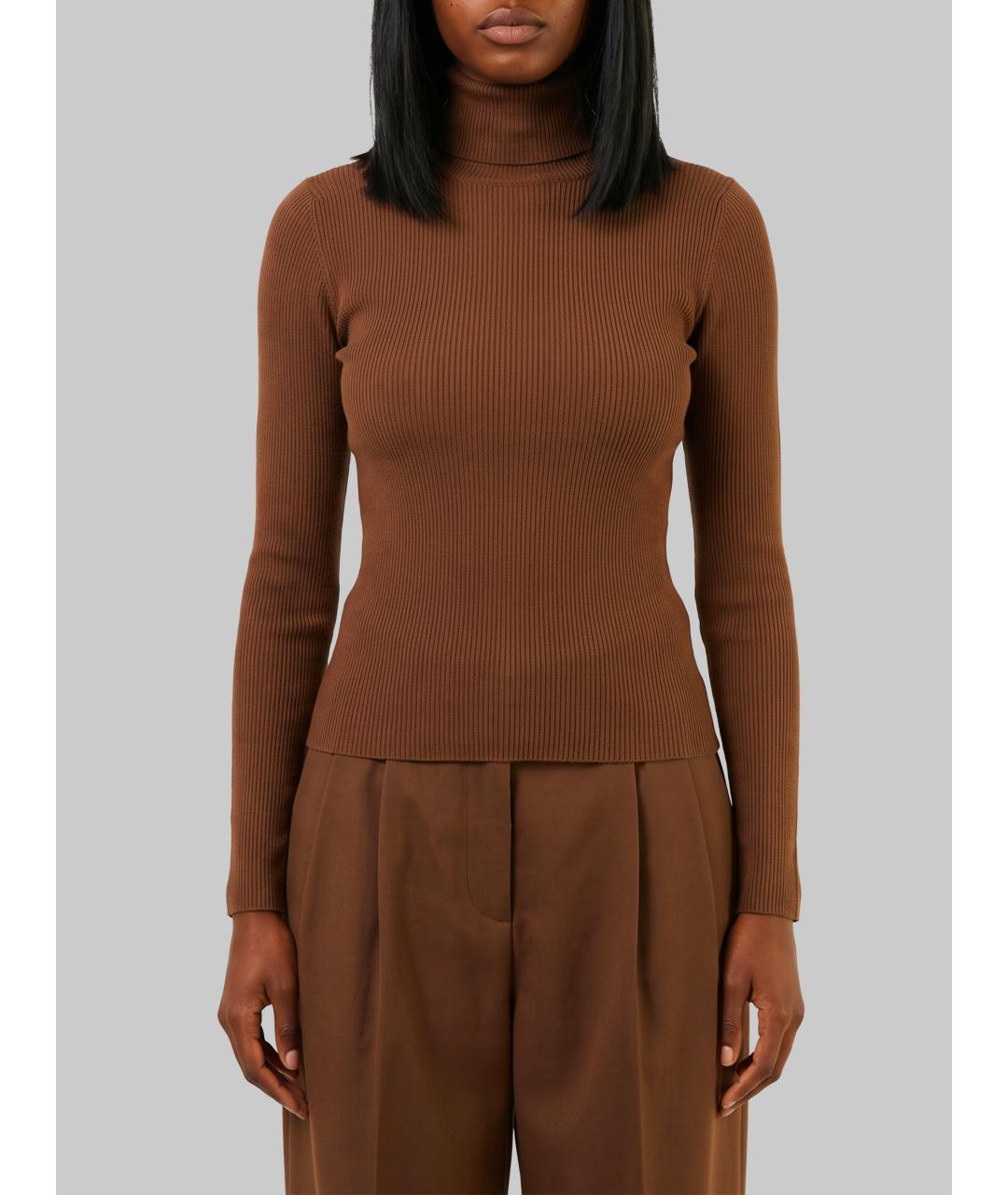 MAX MARA Коричневая шерстяная водолазка, фото 4