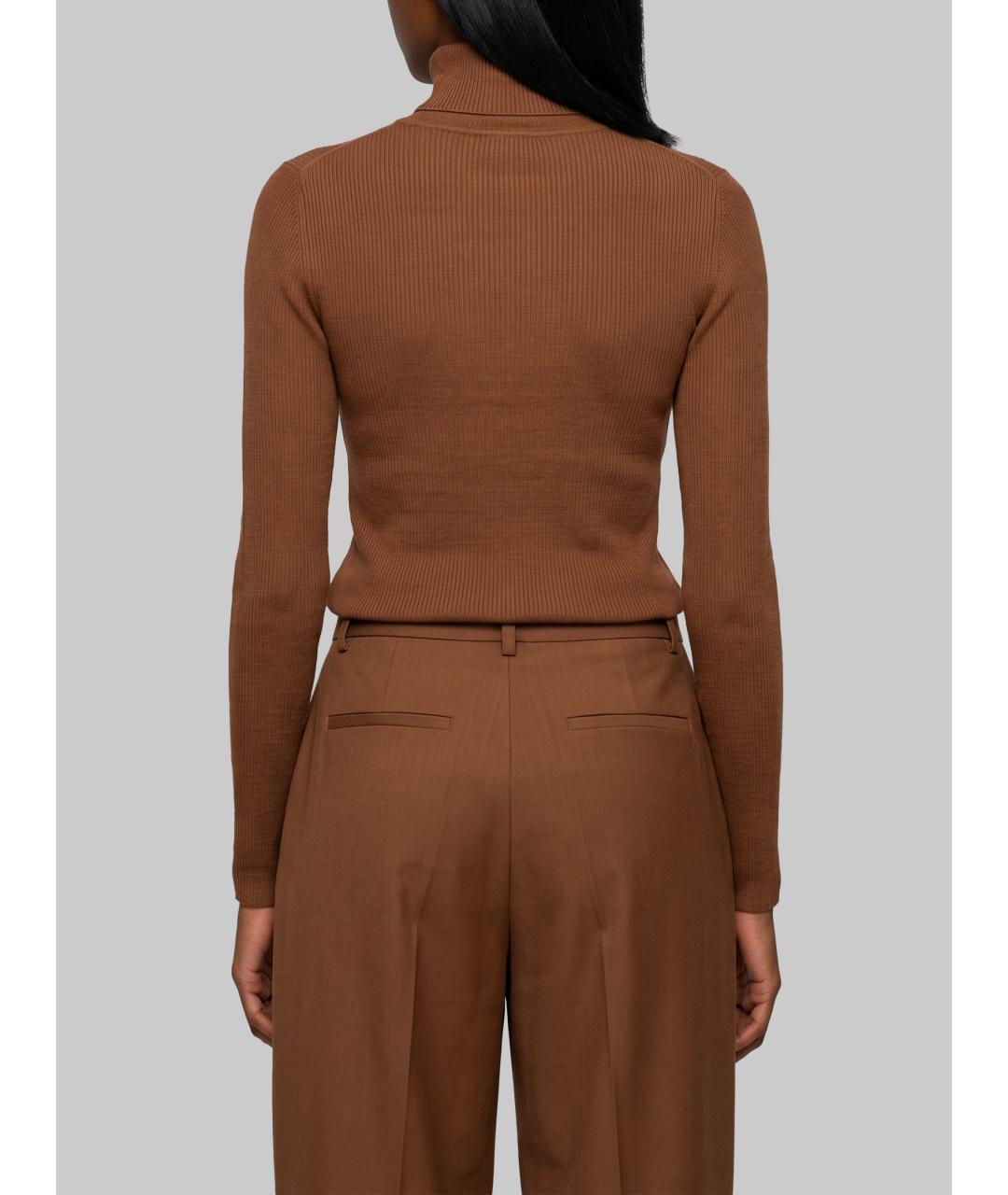 MAX MARA Коричневая шерстяная водолазка, фото 3
