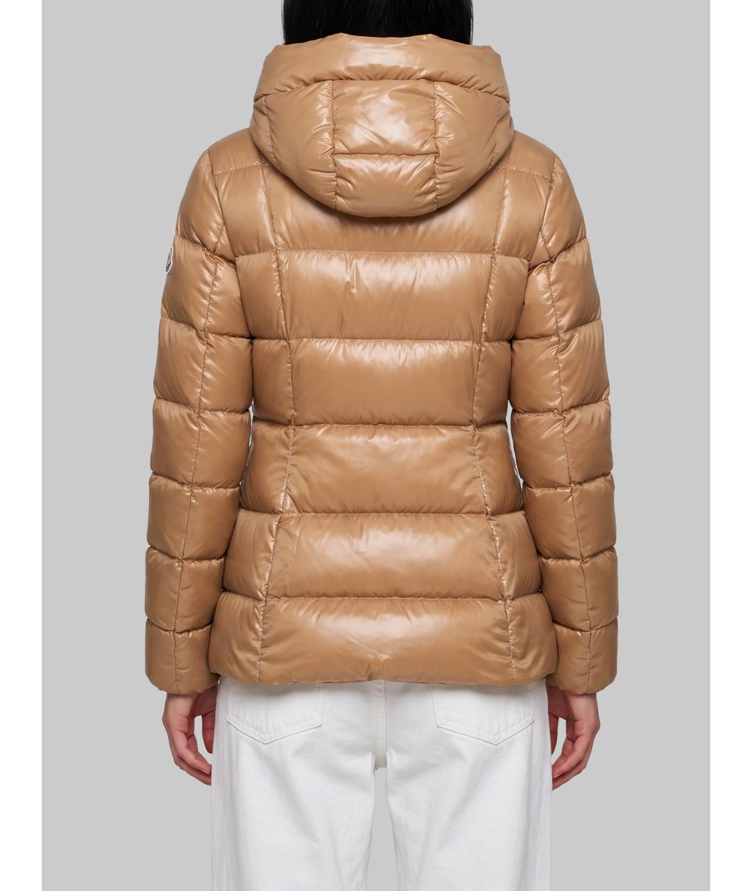 MONCLER Коричневый полиамидовый пуховик, фото 5