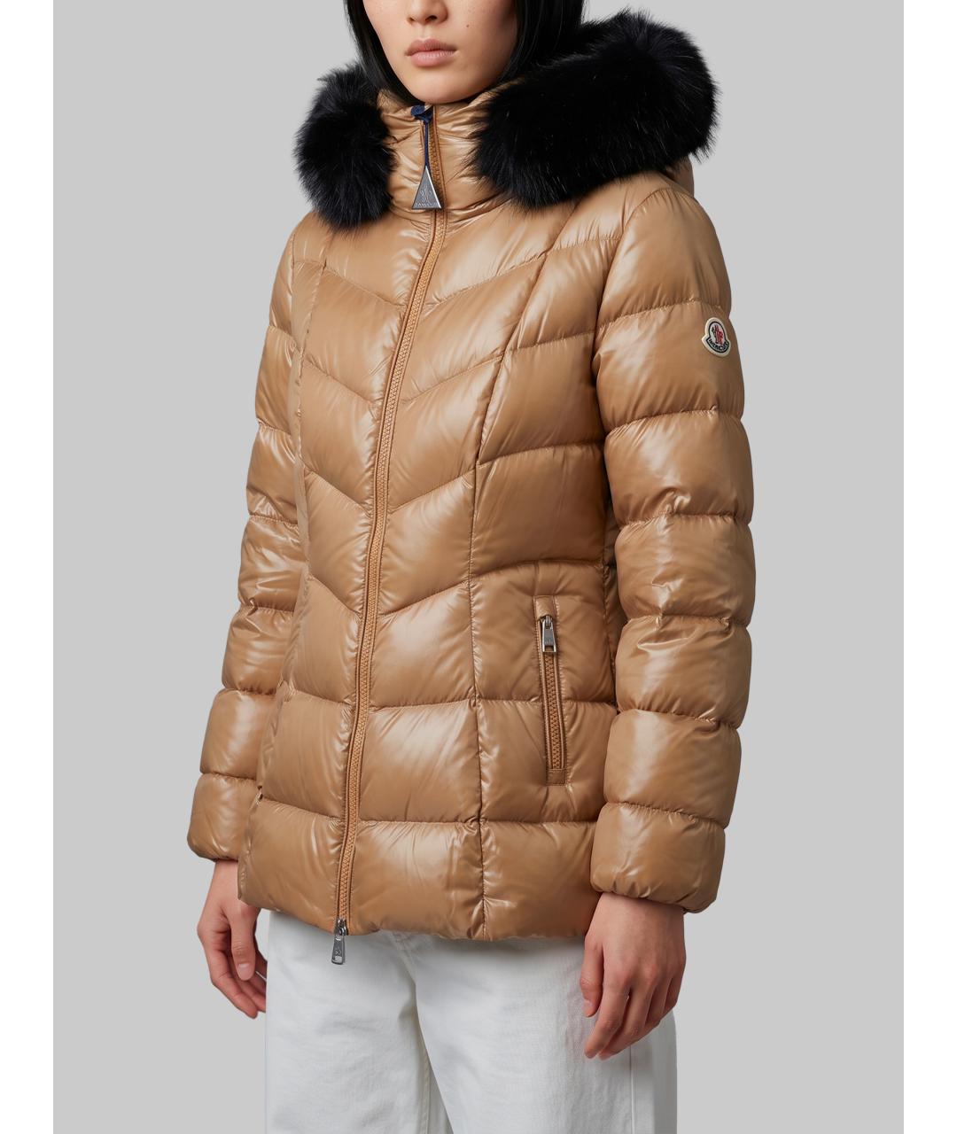 MONCLER Коричневый полиамидовый пуховик, фото 2