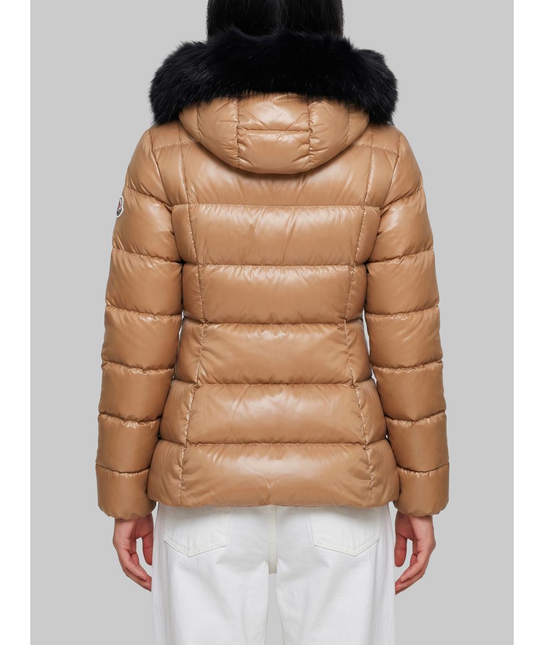 MONCLER Коричневый полиамидовый пуховик, фото 3