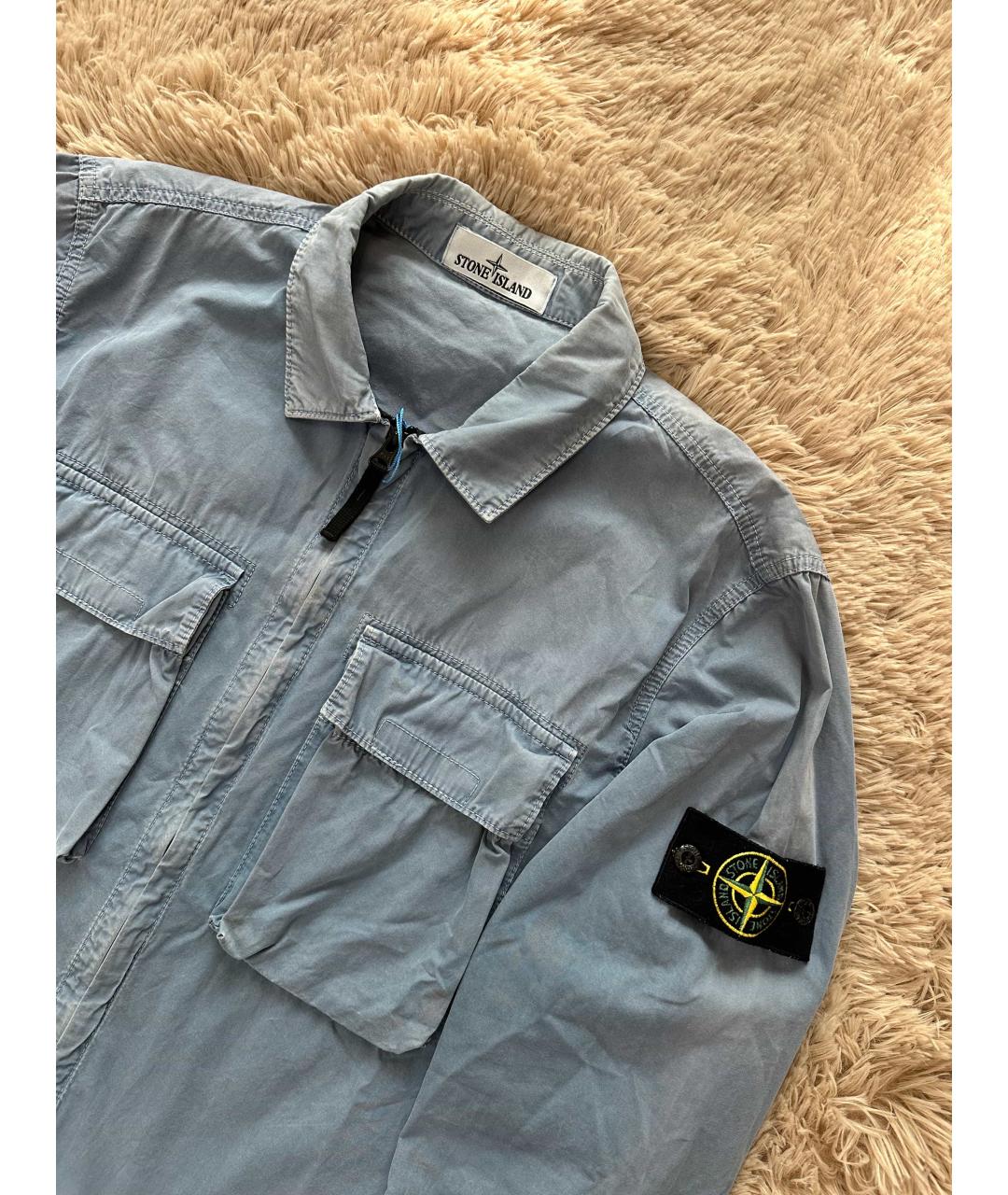 STONE ISLAND Голубая хлопковая куртка, фото 2