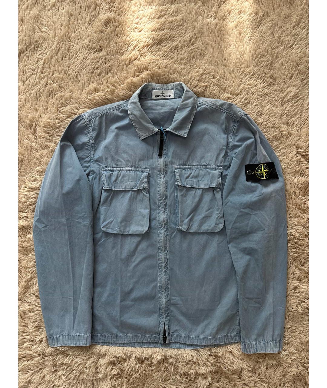 STONE ISLAND Голубая хлопковая куртка, фото 7