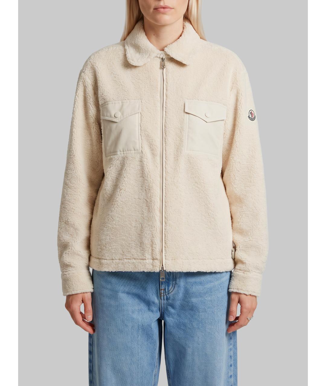 MONCLER Белая полиэстеровая куртка, фото 5