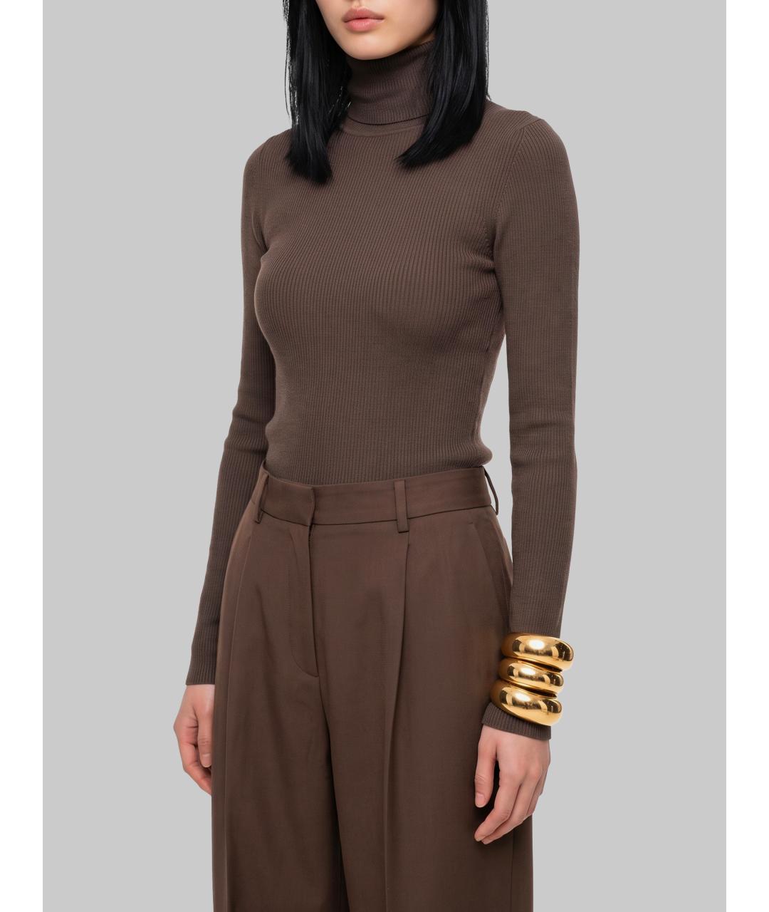 MAX MARA Коричневая шерстяная водолазка, фото 2