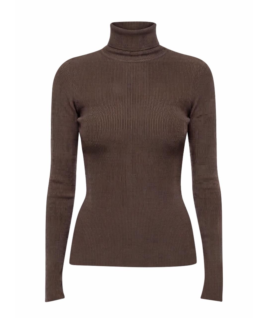 MAX MARA Коричневая шерстяная водолазка, фото 1