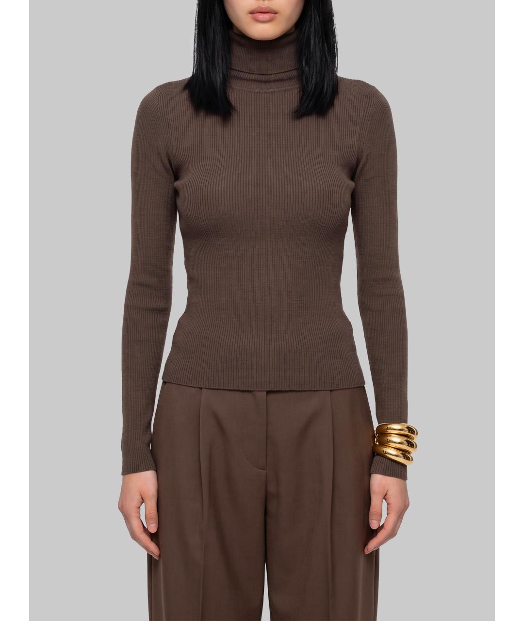 MAX MARA Коричневая шерстяная водолазка, фото 4