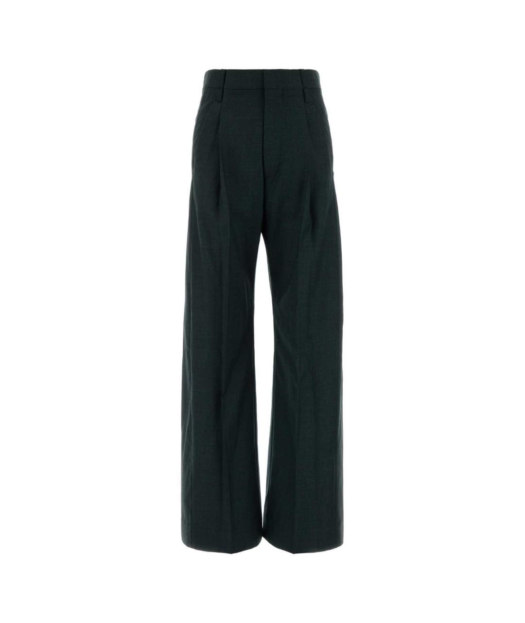 VICTORIA BECKHAM Зеленые шерстяные прямые брюки, фото 1