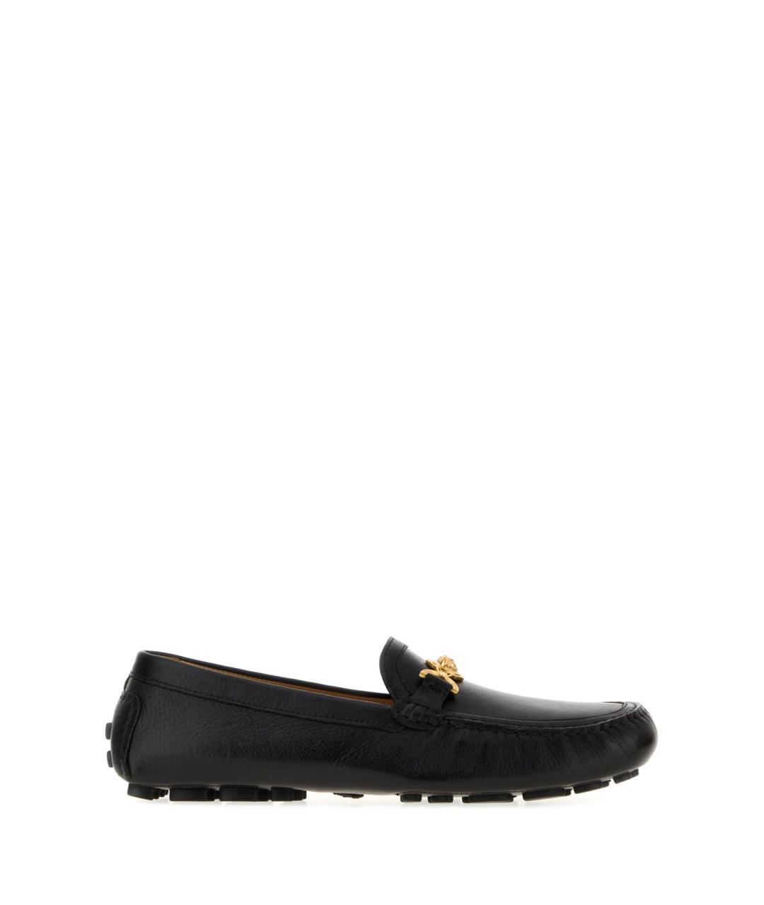 VERSACE Черные кожаные мокасины, фото 1