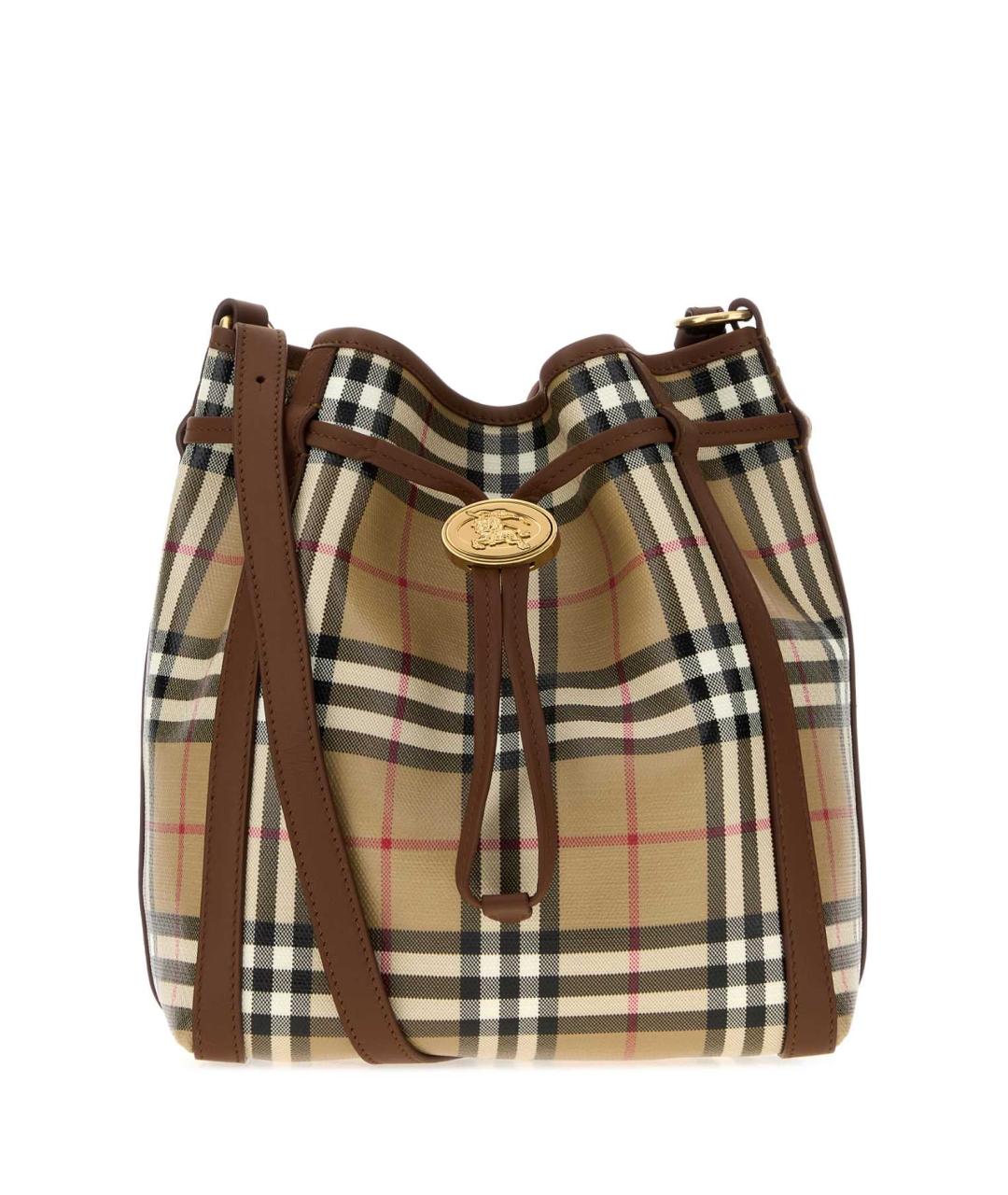 BURBERRY Бежевая сумка через плечо из канвы, фото 1