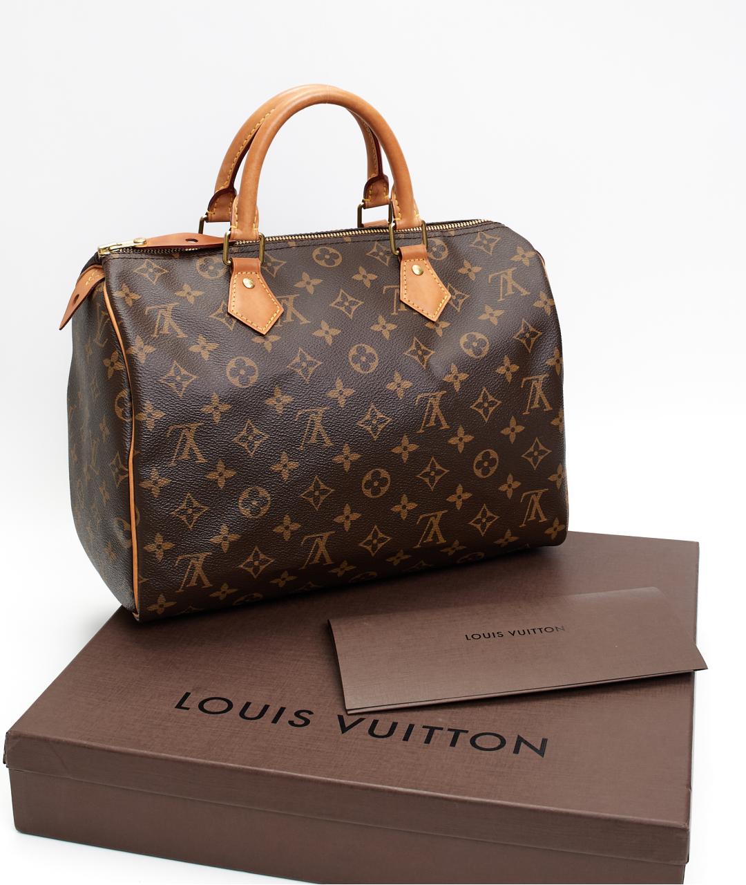 LOUIS VUITTON Коричневая сумка с короткими ручками из канвы, фото 4