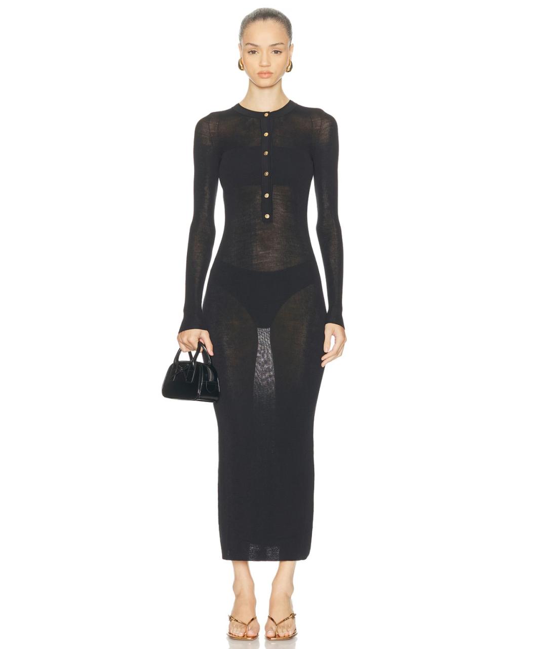 VERSACE Черное шерстяное коктейльное платье, фото 4