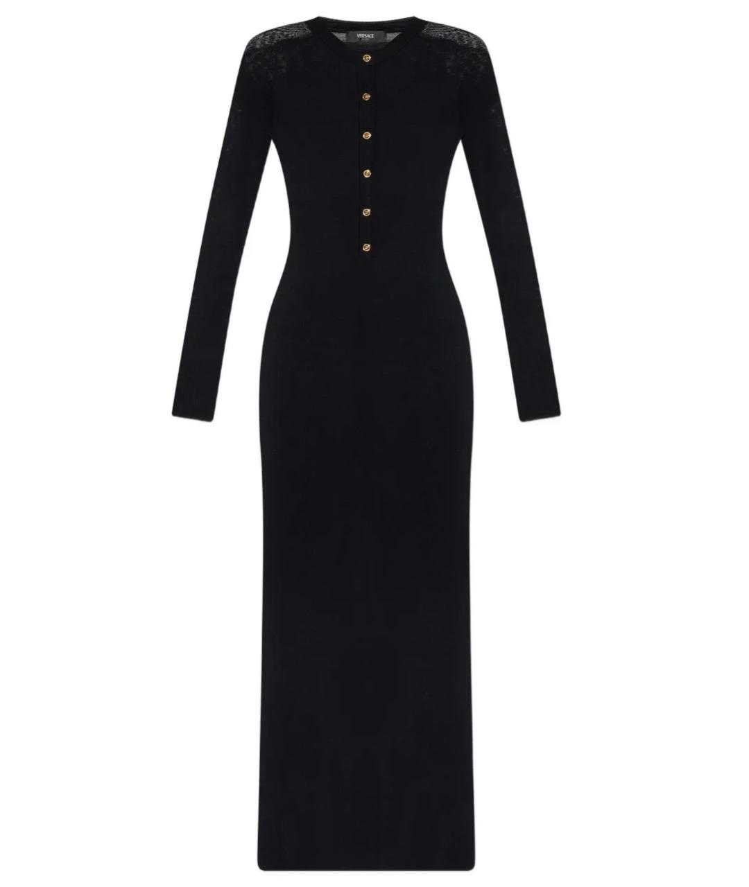 VERSACE Черное шерстяное коктейльное платье, фото 1