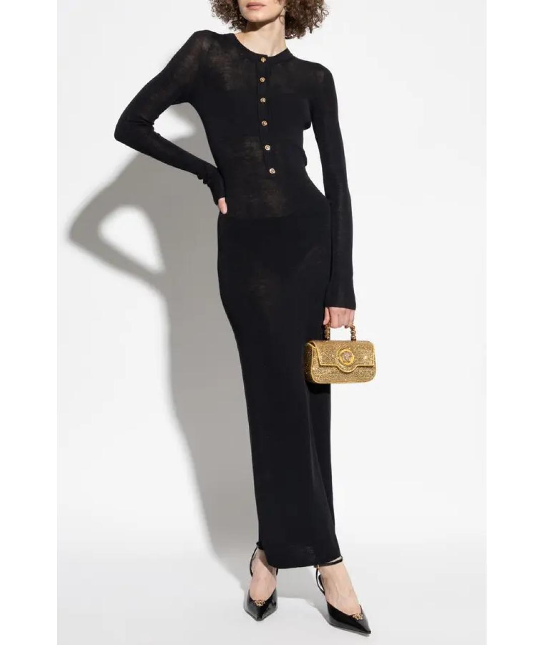 VERSACE Черное шерстяное коктейльное платье, фото 7