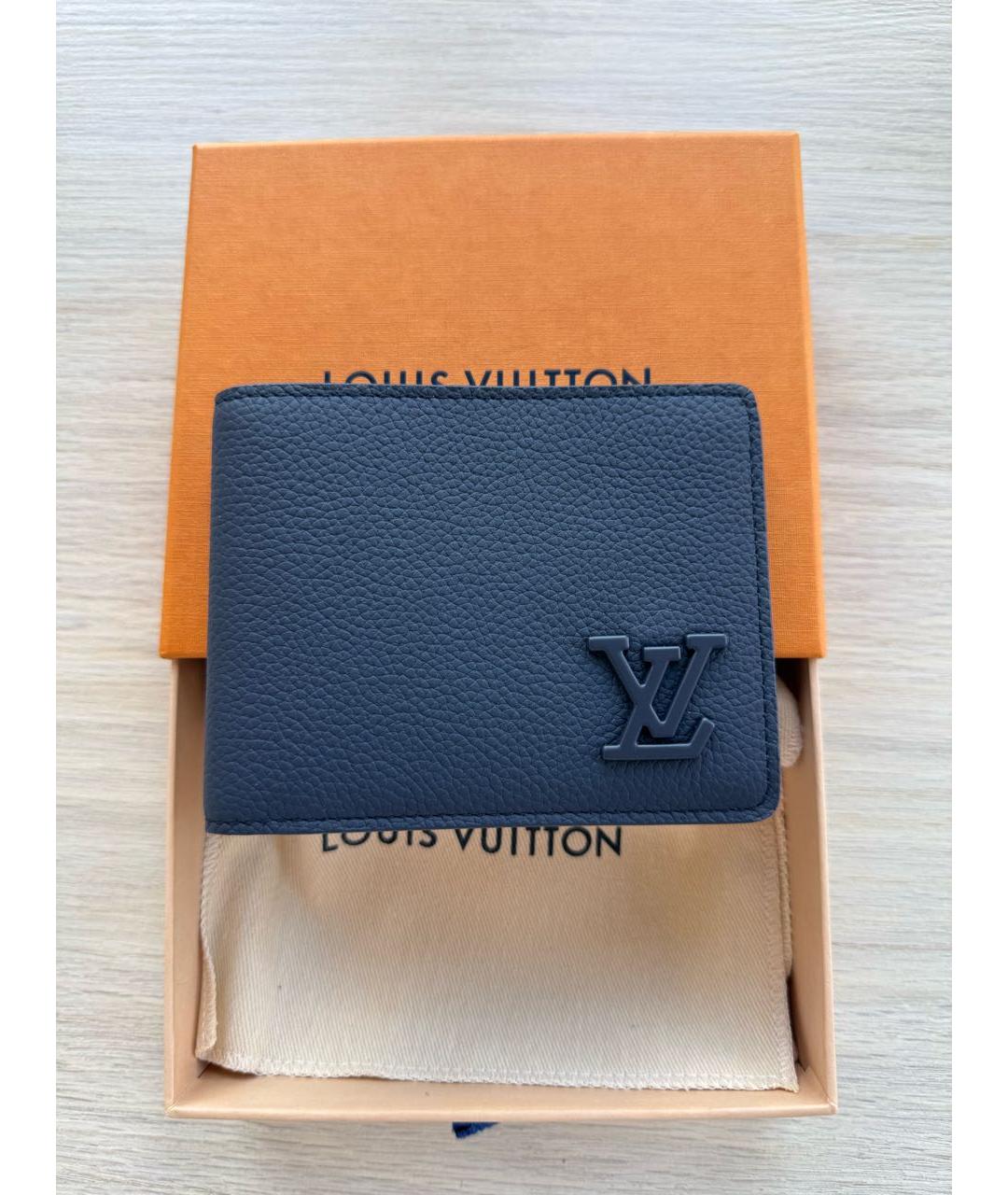 LOUIS VUITTON Темно-синий кожаный кошелек, фото 2