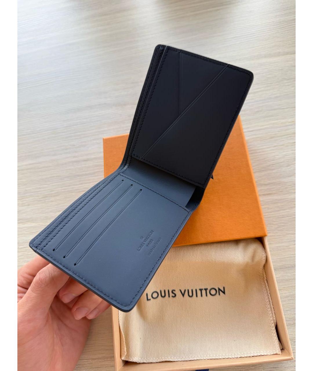 LOUIS VUITTON Темно-синий кожаный кошелек, фото 4